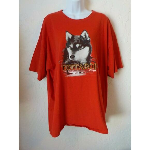 2009 Iritadod The Last Great Race on Earth Gildan Red TShirt Men 2X Alaska Husky - Picture 1 of 7